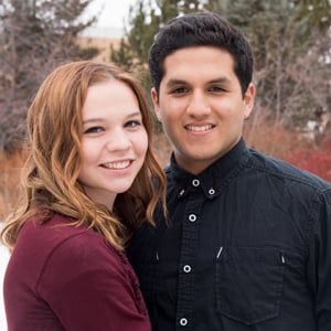 Smiling BYU-Idaho couple outdoors in the winter